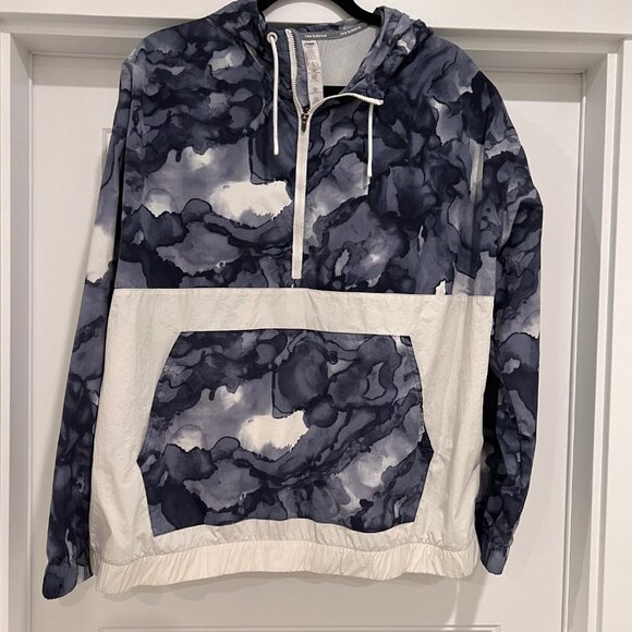 New Balance Women Blue & White Abstract Hooded Windbreaker, 2X - Picture 2 of 9